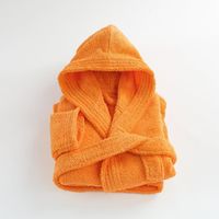 LINANDELLE - Peignoir enfant capuche en coton bouclette éponge COCOON - Orange - 4 ans