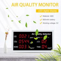 5 In1 moniteur de qualité de l'air intérieur CO, CO2, HCHO, TVOC, AQI mètre Portable LCD affichage maison détecteur