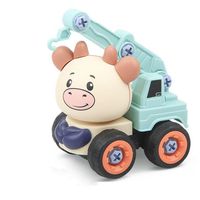 RMEGA Camion d'ingénierie d'écrou de démontage d'animaux éducatifs pour enfants, voiture de jouet de grue de veau