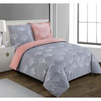 Parure Housse De Couette 200x200 + 2 Taies 65x65 – Percale Coton 80 Fils, Imprimée Double Face, Volants 5 Cm (FC-206)