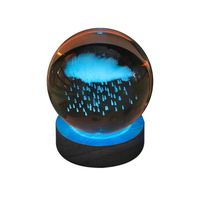 3d brillant boule de cristal veilleuse ornement, lampe de scène de nuit colorée créative avec base, pour cadeau de décoration i N°28
