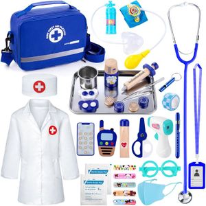 Fivejoy Malette Docteur Jouet, Valise de Medecin Jouet Malette, Veterinaire Dentist pour Fille Enfants Imitation, Outils Médical Cadeau pour Enfant Fille Garçon avec déguisement Infirmiere