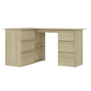 Bureau D'angle Chêne Marron Bois D'ingénierie - Bureau D'angle - Bureau Moderne - Bureau Design Bureau Informatique Meuble De Bureau 86092320