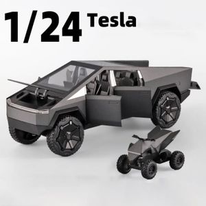 VOITURE - CAMION Gris - Pick-up Tesla Cybertruck 1:24 Avec Moto En 