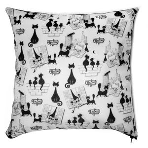 COUSSIN Coussin créateur 'Chats Dubout' blanc noir - 36x36