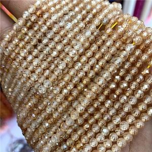 CHAMPAGNE Perles en pierre naturelle à facettes, 2 3mm, Zirc
