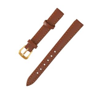 Bracelet Montre Femme En Cuir Véritable Marron - Largeur 12mm - Boucle Métal Doré - Neuf Sans étiquettes