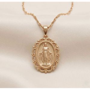 Pendentif Ancien En Or 18 Carats (750) - Décor Vierge Marie - Bijou Religieux - Occasion Bon État