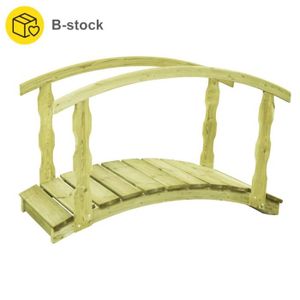 PONT  Pont de jardin en bois de pin massif DIOCHE - B-Stock - 170x74x105 cm - Avec balustrades - Blanc