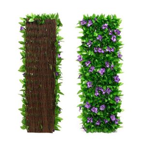 CLÔTURE - GRILLAGE Clôture Murale en Fausse Verdure - Décoration de jardin extensible - Paravent de clôture - Mur de haie - Orchidée violette