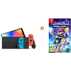 CONSOLE NINTENDO SWITCH SWITCH OLED NEON + MARIO ET THE LAPINS CRETINS SPA