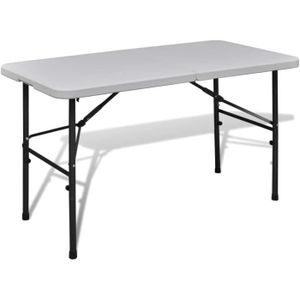 TABLE DE JARDIN  Table de jardin terrasse pliable blanc en HDPE 122
