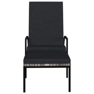CHAISE LONGUE Chaise longue avec repose-pied en résine tressée gris - YOSOO - DX15076