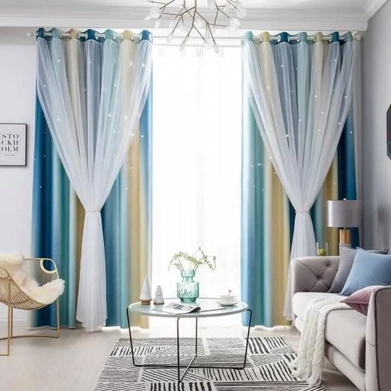 YSTELLAA Rideaux Velours 100% Occultants 140x240cm - Lot De 2, Bleu - Isolation Thermique Et Anti-Bruit