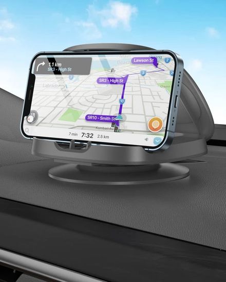 Support Voiture Pour Téléphone Rotatif 360° - Ventouse Puissante Au Gel, Pince Réglable 6-14 Mm - Compatible Tous Smartphones, Tableau De Bord - 14