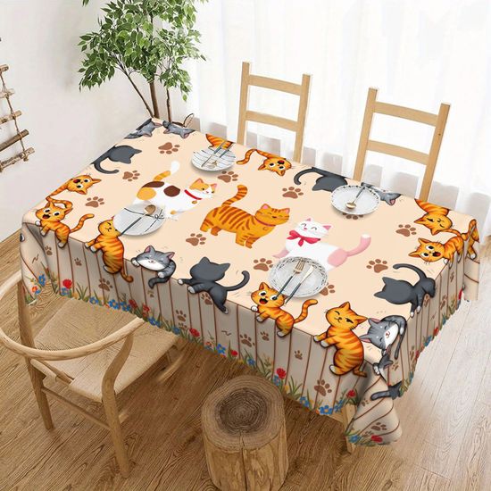 FANSU Tigre 3D Style Rectangulaire Nappe De Table, Anti Tache Imperméable Résistant Lavable Pour Salle à Manger/Jardin/Extérieur Intérieur (Jaune,140x240cm