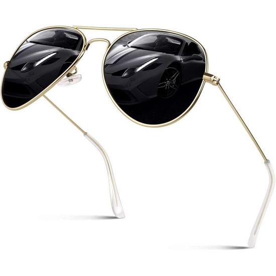 GQUEEN Lunettes De Soleil Aviateur Homme Femme Polarisées Miroir - Protection UV400 Léger Métal