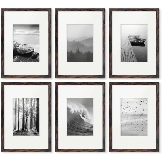 Cadre A4 21 X 30 Bois Mdf Chêne Foncé, Lot De 6 Cadres Photo Avec Passe ...