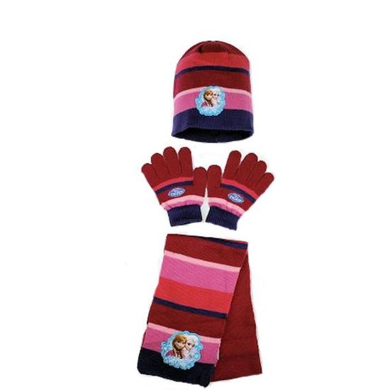 Ensemble Bonnet écharpe Gants Enfant 3 En 1 - Taille M, Rose - Pour Filles 1-6 Ans, Hiver, Ski, école - 12