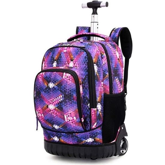 Sac à Dos avec roulettes, Valise Cabine Trolley Bag Femme Homme Cadeaux Rentrée Scolaire Cartable Roulette Bagages Cabine Voyage  