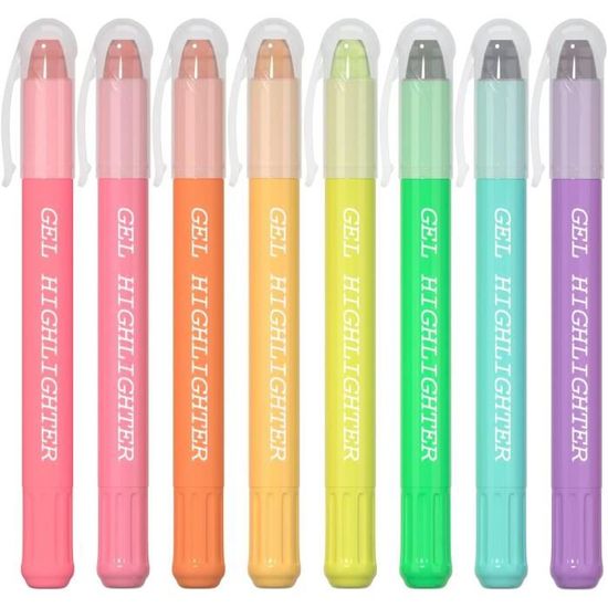 Pack 11 Surligneurs Pastel Aesthetic + Stylos - 6 Marqueurs Couleurs Douces + 5 Stylos Gel Rétractables