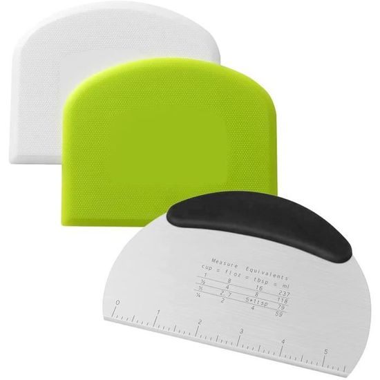 Set De 3 Spatules Grattoirs à Pâte Inox 15/20/25 Cm - Avec Graduation Pour Pâtisserie, Pizza, Pain - 11