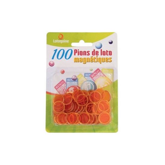 100 Pions Magnétiques Loto LOTOQUINE - Diamètre 17mm Transparents | 7 Couleurs Aléatoires