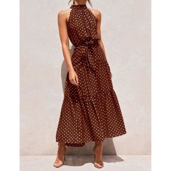 Robe longue marron a pois shop