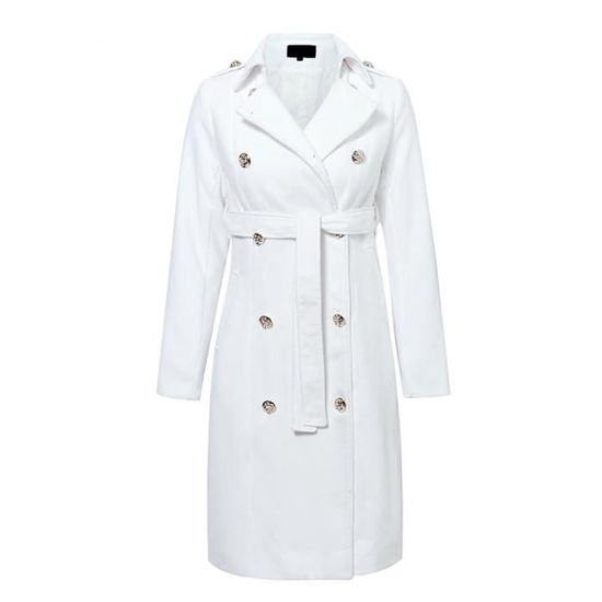 Parka Trench Femme Double Boutonnage - Manteau Ceinturé élégant, Coupe Ajustée, Polyester