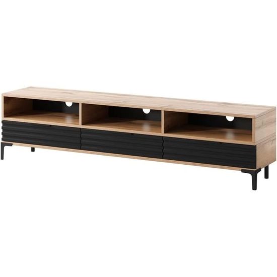 Mobile Porta TV Sarasota 121, Nero Lucido, Quercia Di Wotan, Il Numero Di Porte 2 00 180x30x33cm 88648751
