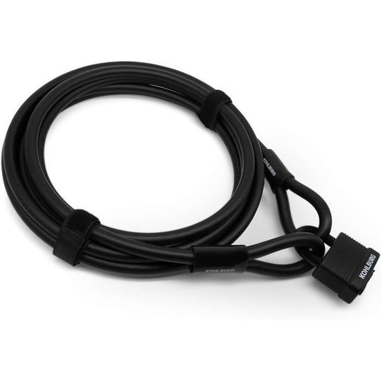 KOHLBURG Antivol Câble Acier 2 M – Cadenas Sans Clé, Léger, Anti-poussière – Pour Vélo, Poussette, Meuble Jardin (650g, 12 Mm)