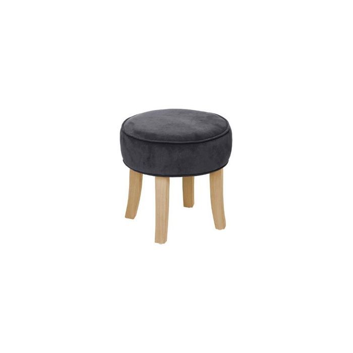 Tabouret velours - Adriel - 35 x 35 x 35 cm - Gris