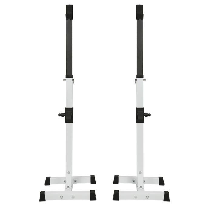 Rack Squat Réglable (105-160cm), Multifonction Haltère Rack, Repose Barre Musculation Support, Charge Max. 150 kg, Blanc