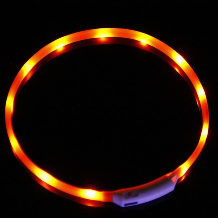 LED Pet collier de chien clignotant de sécurité étanche nuit ceinture rechargeable USB Orange _tn127
