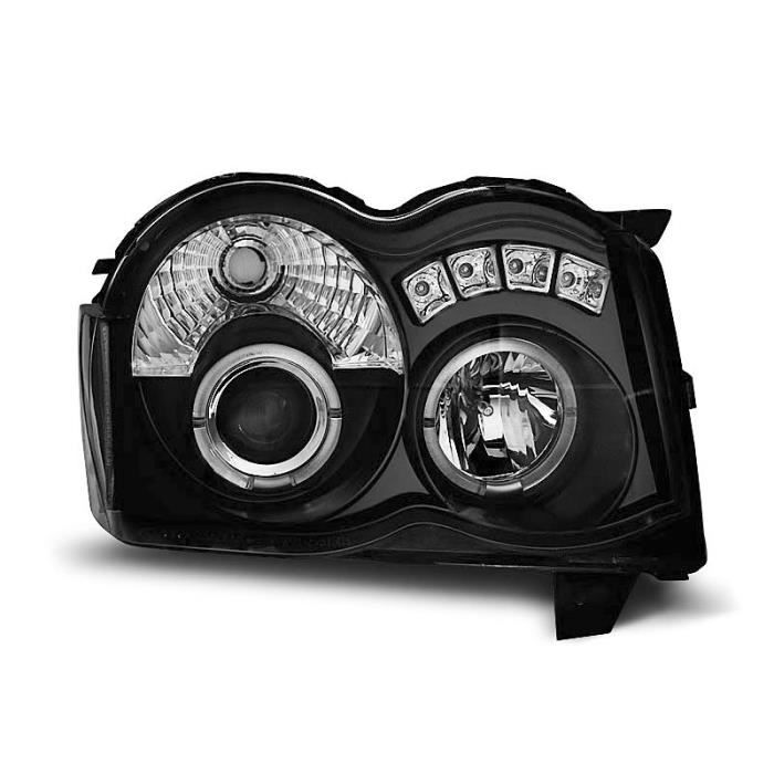 Paire de feux phares Jeep Grand Cherokee 08-10 angel eyes noir