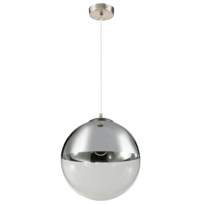 Suspension LED, boule en verre, chrome transparent, D 33 cm