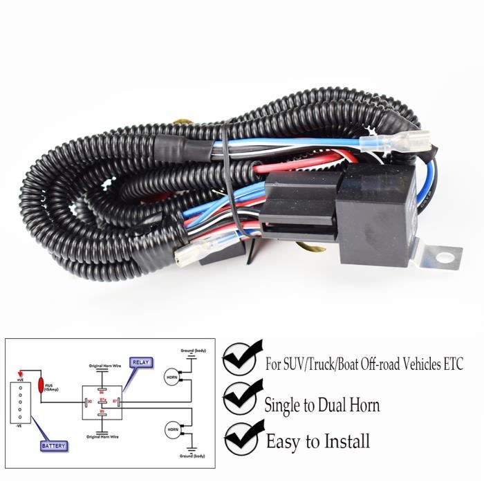 Câblage électrique universel de klaxon de voiture 12V, Kit de relais pour voiture, Van, camion, montage sur c
