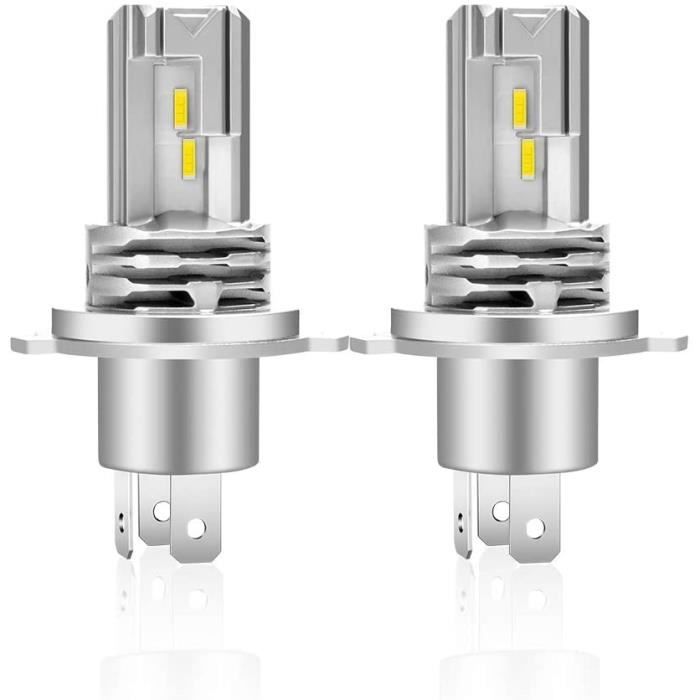 H4 LED Ampoules 6500K Blanche De Phares Avant De Voiture,Pour Auto Lampe Feux De Croisement-Feux De Route - (Pack de 2)