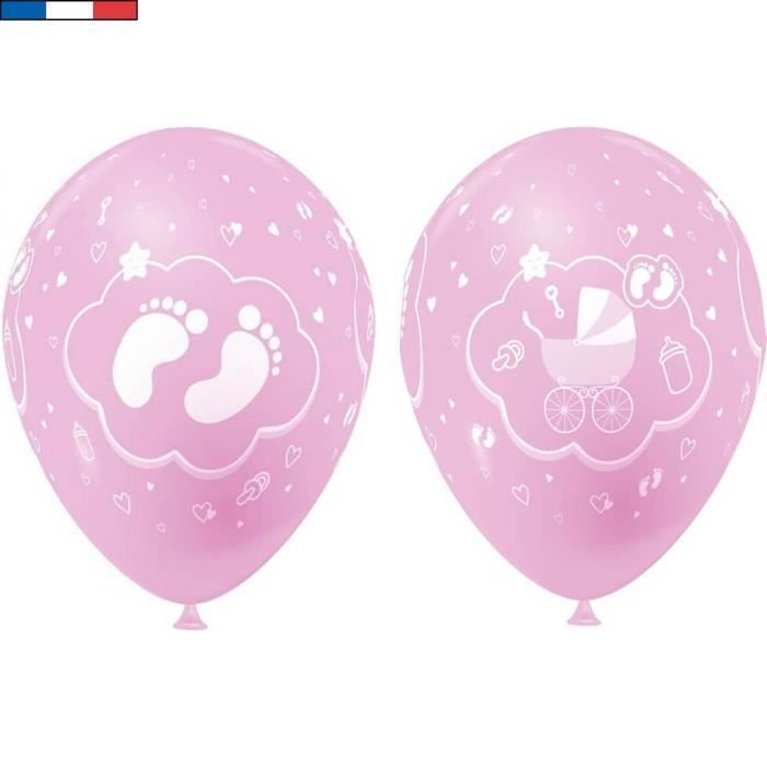 Ballon français naissance opaque en latex rose 30cm (x8) R/43723