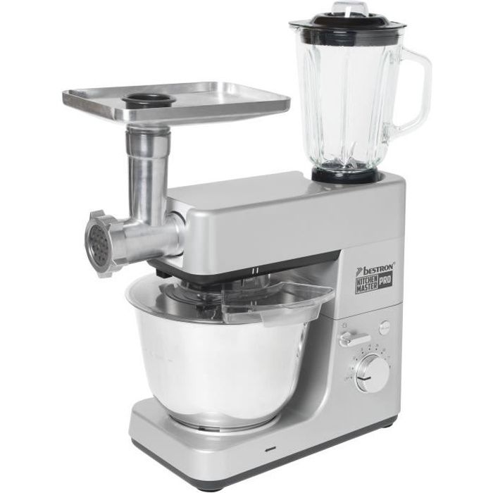 Bestron Robot de cuisine 4-en-1 1 600 W 5 L Gris AKM1600S