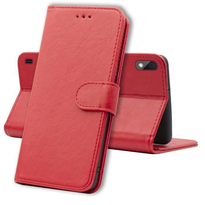 Coque pour Samsung A10 - Portefeuille Rouge Rabat Clapet Aimanté - Rouge