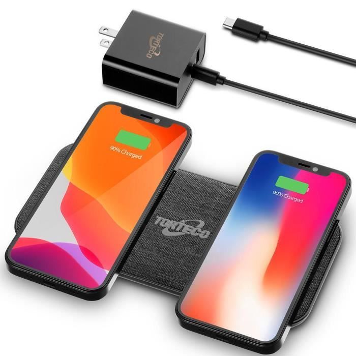 Double Chargeur sans Fil, station de chargement rapide, fast charge, 15W/10W/7.5W/5W, iPhone Samsung Huawei IOS et Android Chargeur