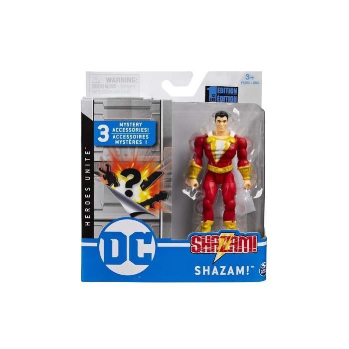 Coffret Figurine Shazam 10 cm Avec 3 Accessoires Mystere - Personnage DC - Super Heros - Jouet Garcon