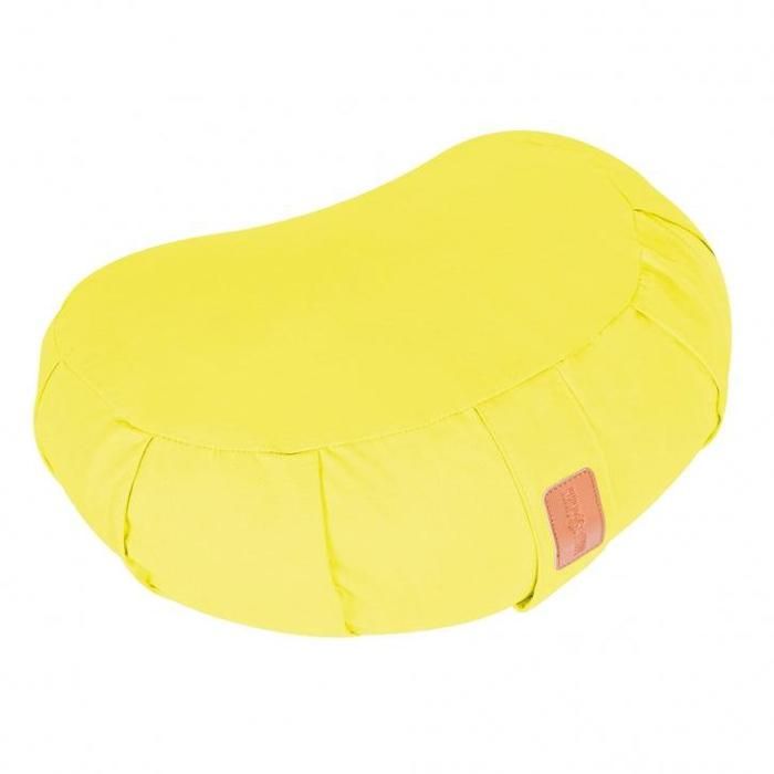 Coussin de méditation demi-lune jaune - Hauteur d'assise : 19 cm - Coussin de yoga avec rembourrage en balles d'épeautre