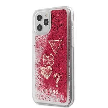 Coque Guess Liquid Glitter Charms pour iPhone 12 -12 Pro 6,1'' framboise
