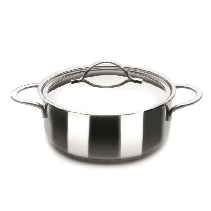 FAITOUT BAS INOX NOAH AVEC COUVERCLE INOX 0 32 CM. TOUS FEUX DONT INDUCTION. HAUTEUR: 12 CM CONTENANCE 9,6 L. FOND SANDWICH INOX-...