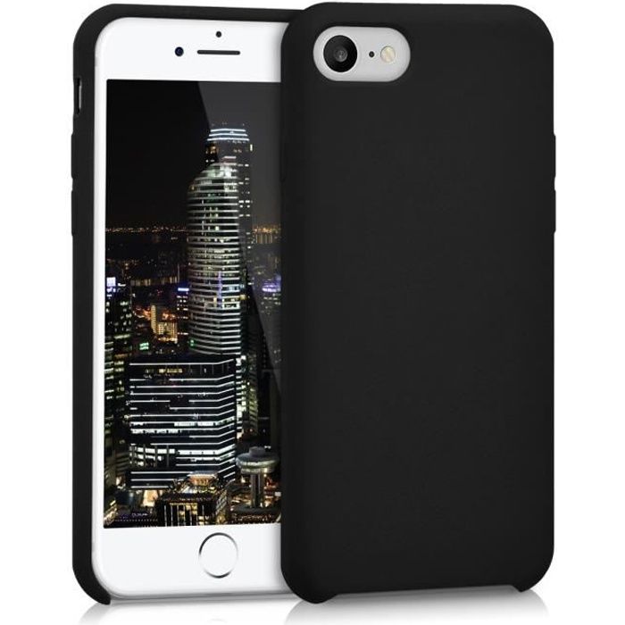 kwmobile Coque Apple iPhone 7 / 8 - Coque pour Apple iPhone 7 / 8 - Housse de téléphone en silicone noir mat