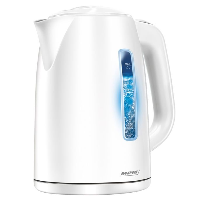 Bouilloire électrique sans fil. 1,7 Litres, filtre anti-calcaire, base 360º MPM MCZ-66220WBlanco