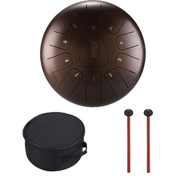 ROYAL K Tongue Drum 12 Pouces 11 Sons Tambour de Langue Handpan Main Vintage Marron