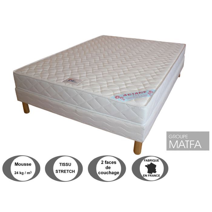 Ensemble matelas Ariane 140x200 + sommier tapissier + jeu de 4 pieds offerts